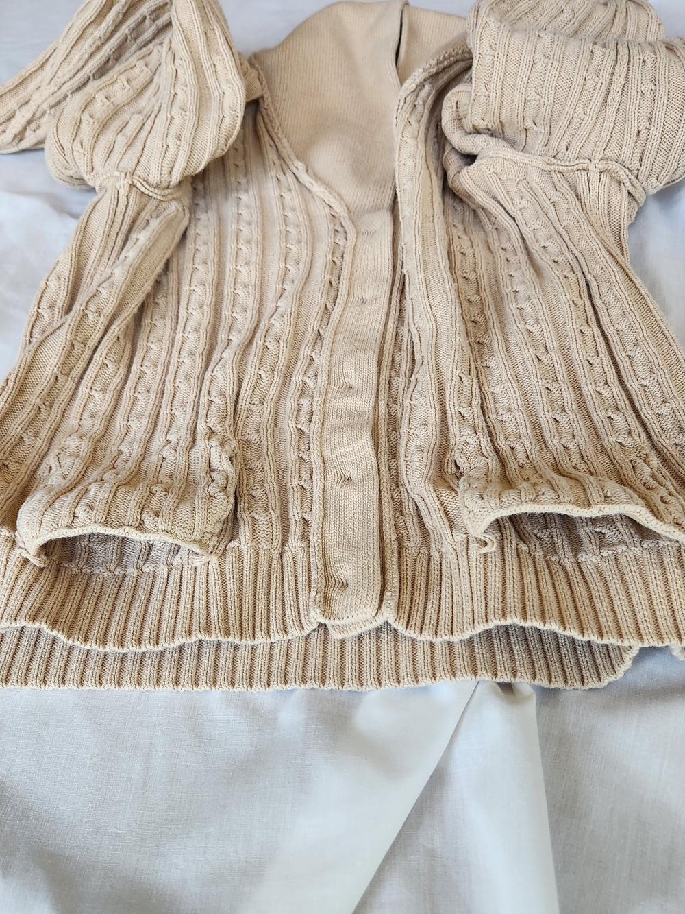 Lauren Ralph Lauren Cream Cable-Knit Shawl Collar Cardigan - Picture 8 of 13